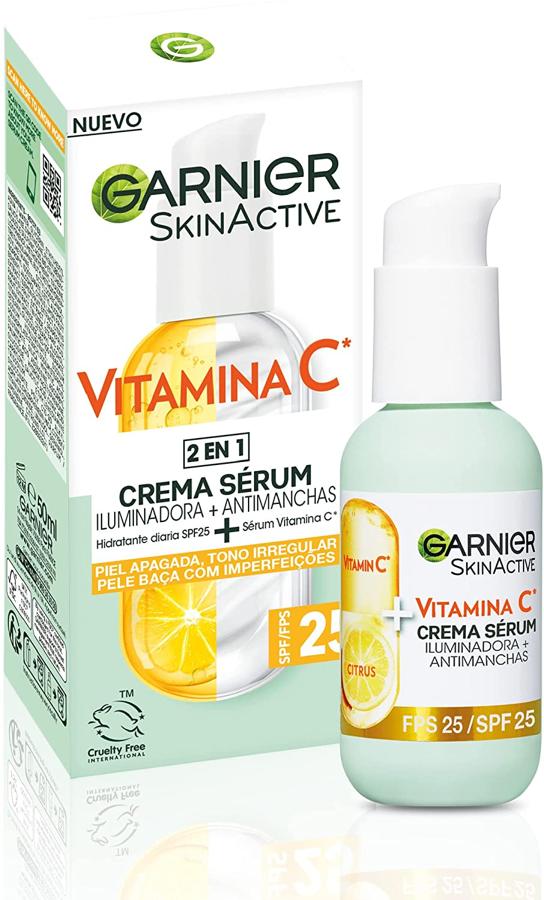 Sérum facial hidratante antimanchas y antiojeras con Vitamina C y SPF25 para proteger la piel de las manchas de sol, mejorando la uniformidad de todo tipo de pieles. Las manchas oscuras se reducen visiblemente y la piel queda iluminada y uniforme. Para optimizar su eficacia utilizar el sérum anti manchas de la gama Vitamina C. Precio: 9,95 euros.