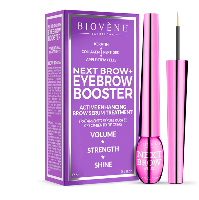El sérum NEXTBROW + Revitalizing Eyebrow Booster de Biovène contiene queratina, colágeno, aloe vera y células madre de manzana. Con esta combinación conseguirás unas cejas de aspecto saludable, con brillo y flexibilidad. Precio: 8,99 €. 