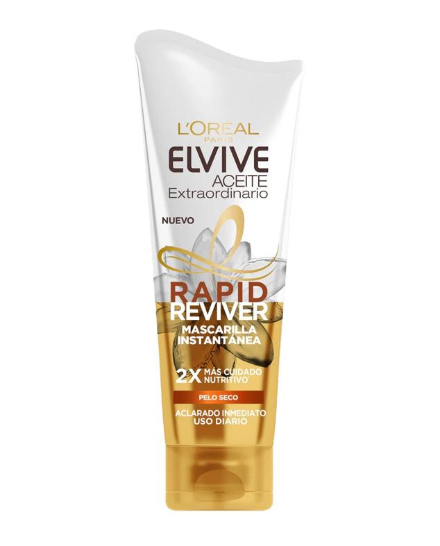 Esta mascarilla instantánea de aceite extraordinario será todo lo que necesites tras tu lavar tu pelo. Conseguirás el brillo deseado desde la primera aplicación. Elvive ha creado el aceite perfecto para usarlo diariamente y de aclarado inmediato. Precio: 4,49 €.