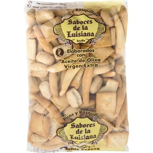 La localidad sevillana de La Luisiana es conocida por la variedad de empresas que se dedican a la elaboración de picos, regañás, colines y demás familia relacionada con el mundo del pan. Pero si tenemos que escoger unos para acompañar nuestro gazpacho, la ensaladilla o unas rodajas de embutido, nos quedamos con los Sabores de la Luisiana. Podemos encontrarlos en el supermercado de El Corte Inglés y en Hipercor. 