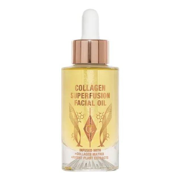 Rejuvenece tu piel con el aceite  Collagen Superfusion Face Oil de Charlotte Tilbury , hidratante, iluminador y perfeccionador de los signos de la edad con una fórmula de alto rendimiento que mejora drásticamente la firmeza y tersura. Está potenciado con una matriz de colágeno de última generación, mezcla de varios activos para aumentar la elasticidad, relleno y tonicidad de la tez, así como con vitaminas y aceites esenciales. Cómpralo aquí