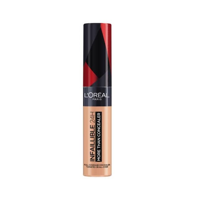 Infallible More Than a Concealer de L’Oréal tiene una cobertura total que permanece fija durante 24 horas, con acabado mate aterciopelado y luminoso. Es impermeable, a prueba de agua, sudor, humedad o roces, no transfiere, no engrasa, no reseca y es hidratante. Disimula las ojeras de cualquier tonalidad, unifica el tono y se funde completamente con la piel. Cómpralo aquí