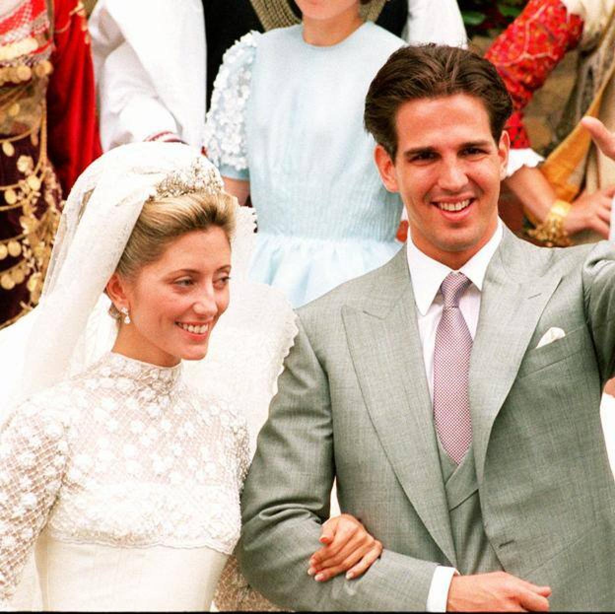 Marie-Chantal Miller y el príncipe Pablo de Grecia el día de su boda.