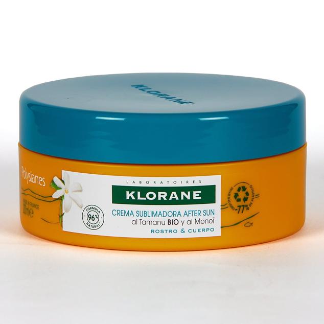 Klorane Polysianes Crema After Sun ideada para cuerpo y rostro, ayuda a prolongar el bronceado. Además, previene el fotoenvejecimiento gracias a su acción antioxidante. Compuesto por ingredientes naturales como el aceite coco, para lograr iluminar tu piel. Precio: 13,02 €.