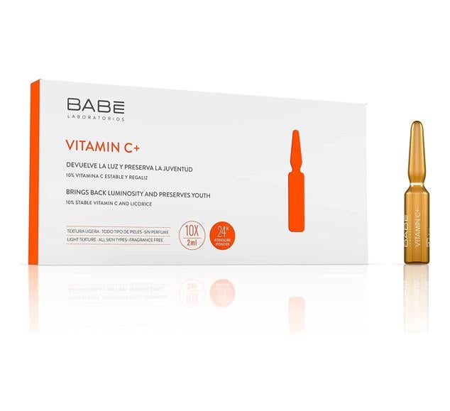 Las Ampollas Faciales Vitamina C + Extracto de Regaliz de Laboratorios Babé calman e hidratan la piel durante 24 horas.  Cómpralo aquí