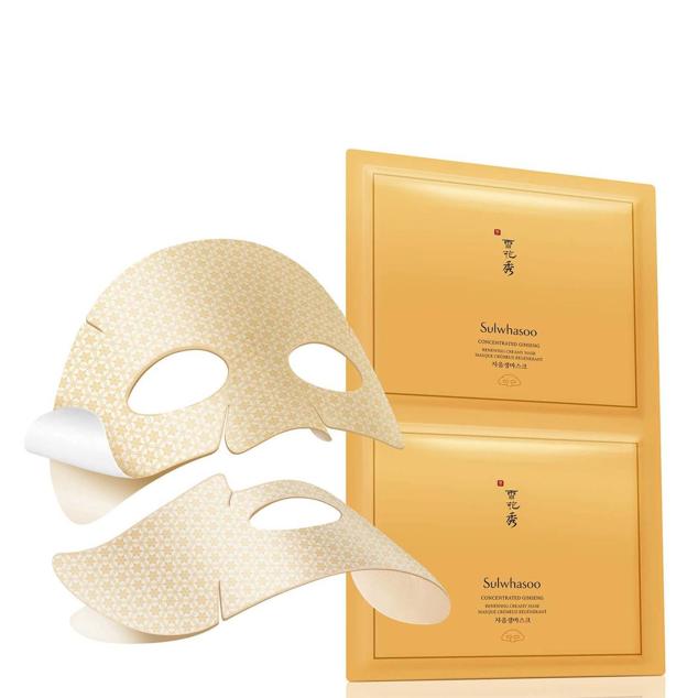 Concentrated Ginseng Renewing Creamy Mask de Sulwhasoo ofrece una dosis de energía y vitalidad a la piel, haciendo que se vea radiante, uniforme y con un efecto buena cara, a la par que rejuvenece. Está formulada con escualano y loto hidratantes, manteca de karité y miel nutritivas y acondicionadoras, varios extractos de ginseng estimuladores, adenosina antiedad, raíz de regaliz iluminadora y péptidos reafirmantes.