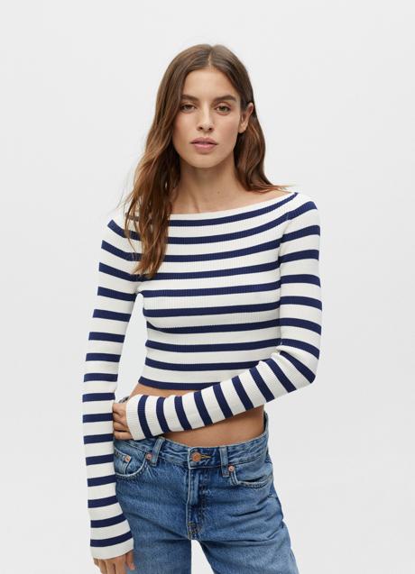 Imagen - Jersey cropped con escote barco de Pull & Bear.