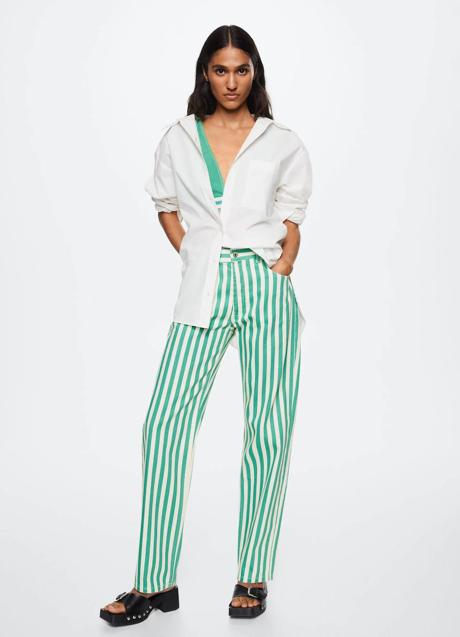 Imagen - Pantalón con estampado a rayas verde de Mango