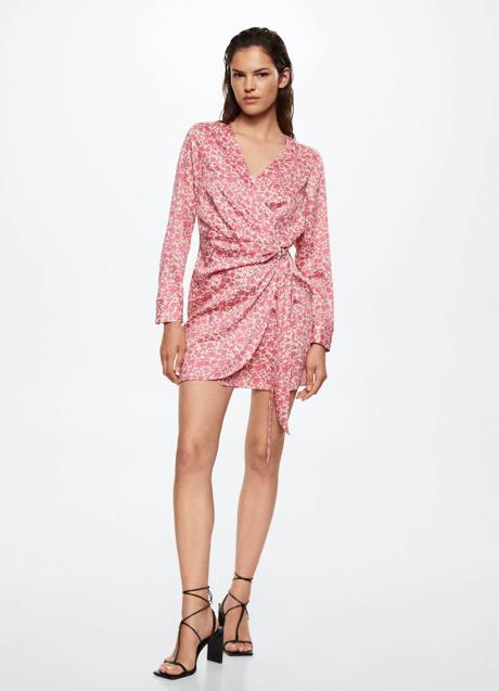 Imagen - Vestido corto cruzado con floral print de Mango