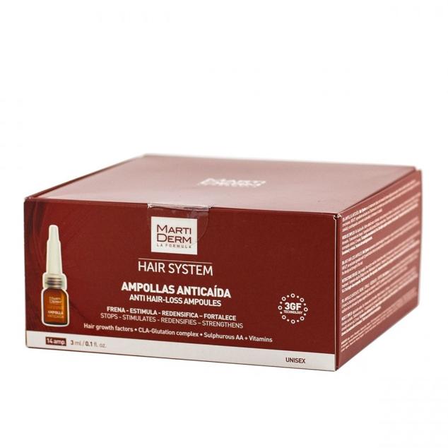 Las ampollas Hair System están pensadas para utilizar tanto para la alopecia como para episodios de caída estacional. Su fórmula cuenta también con ingredientes antioxidantes, que, además estimulan el crecimiento de nuevos pelos. Se recomienda un uso continuado para resultados óptimos. (67,45 euros).