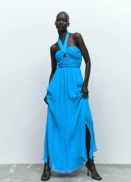 Imagen - Vestido largo vaporoso en turquesa de Zara