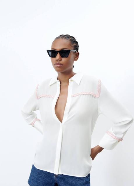 Imagen - Camisa con ribete en tejido de tweed