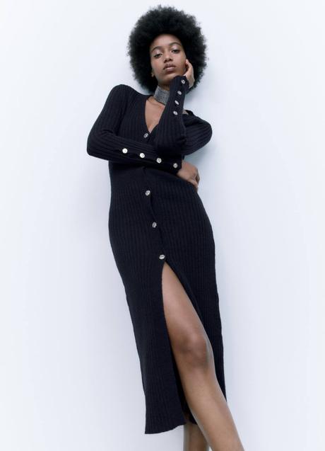 Imagen - Vestido de punto canalé con cierre de botones