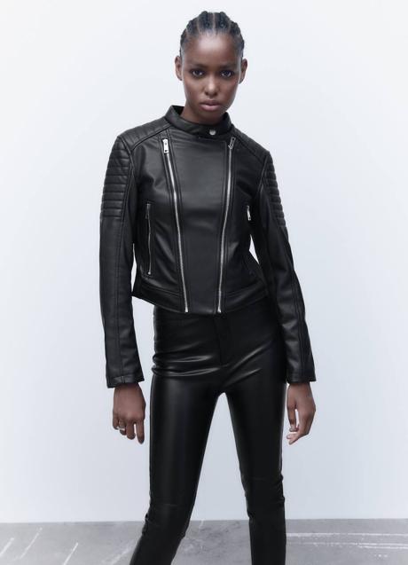 Imagen - Biker en tejido efecto piel negro