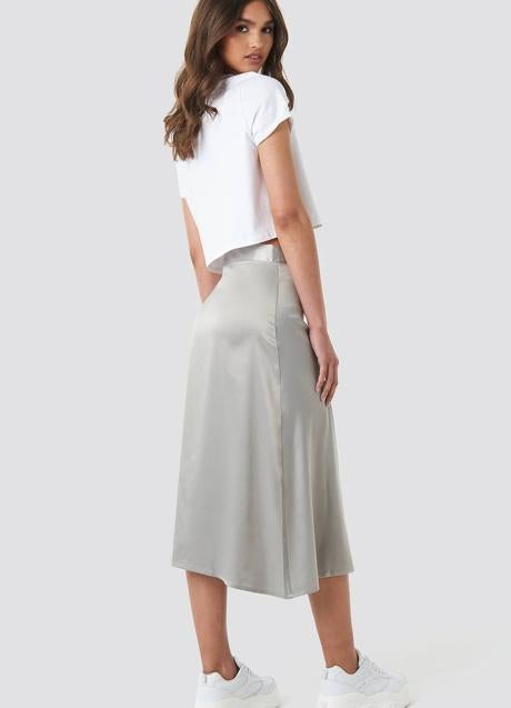 Imagen - Falda fluida midi en gris perla