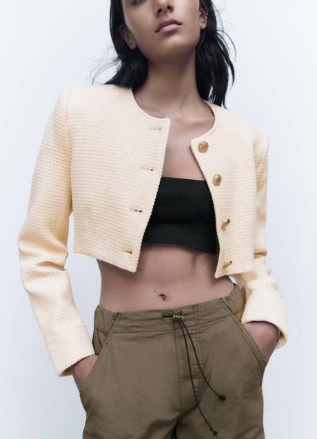 Imagen - Chaqueta boxy cropped en tejido de estructura