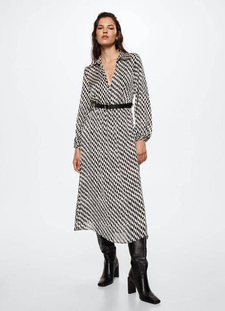 Imagen - Vestido camisero midi bicolor con print geométrico