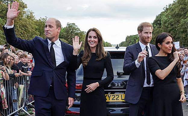 Guillermo, Kate, Enrique y Meghan vestidos de luto en su última aparición juntos en Londres