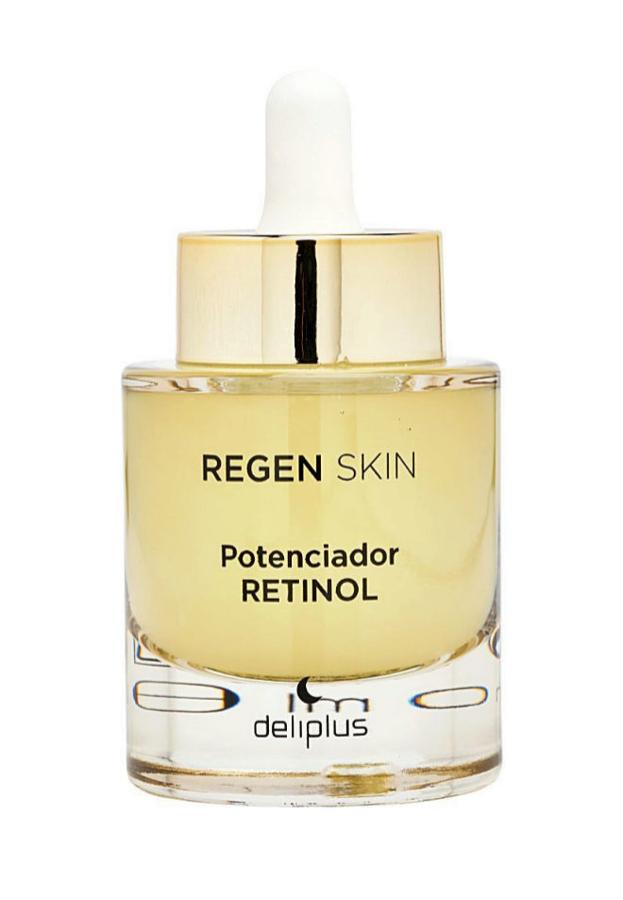 Regen Skin Potenciador Retinol es un tratamiento facial intensivo que combina los potentes activos de un tratamiento cosmético profesional en un sérum para ayudar a revertir los efectos de la edad gracias a sus múltiples beneficios para la regeneración de la piel. Incluye retinol, la gran estrella de este sérum, que tiene acción antimanchas, además de acabar con la temida flacidez.