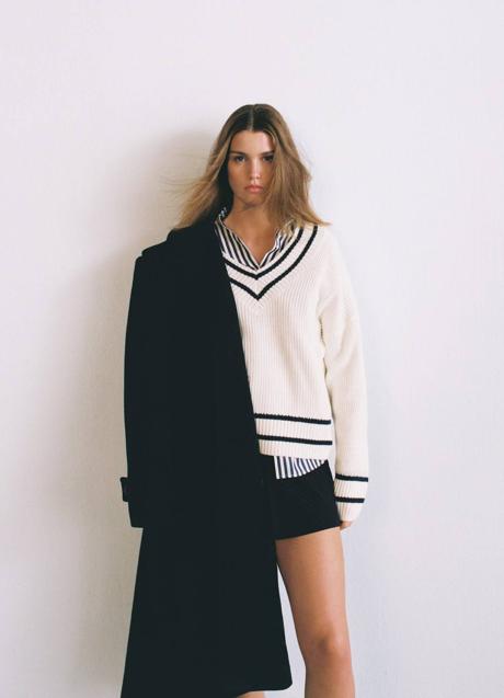 Imagen - Jersey con escote de pico y rayas a constraste