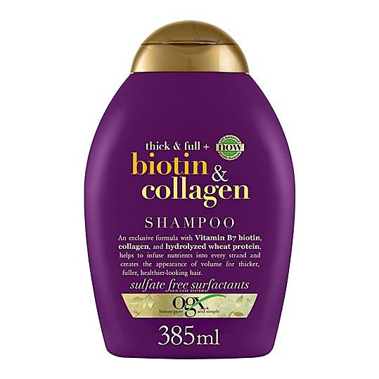 Champú biotin & collagen de OGX, a la venta en Amazon por 7,90 euros.