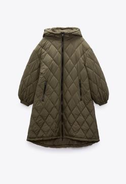 Parka Matelassée Zara Vert Olive Longueur Longue - Taille M, Porté Une Fois, Occasion Très Bon état
