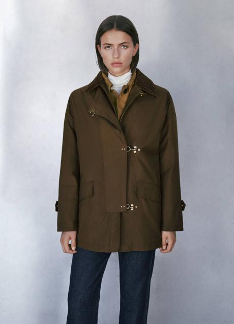 Imagen - Abrigo encerado con cuello de pana kaki