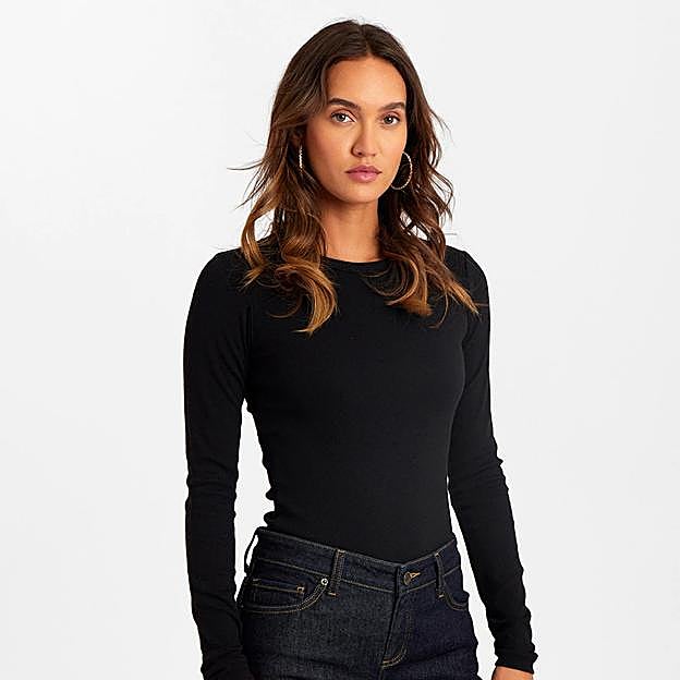 Camiseta de manga larga de color negro de Kookai.