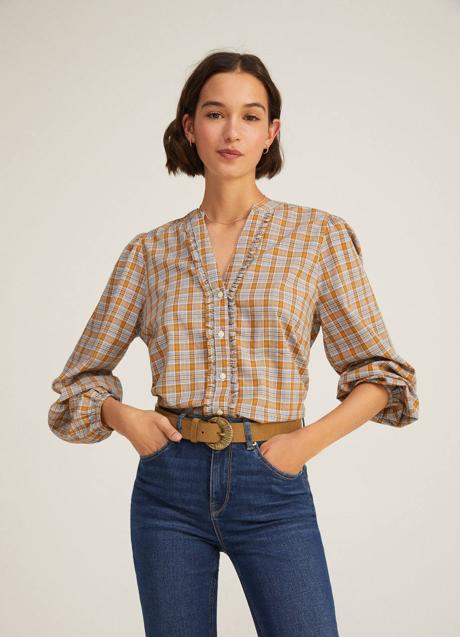 Imagen - Camisa de cuadros con manga abullonada