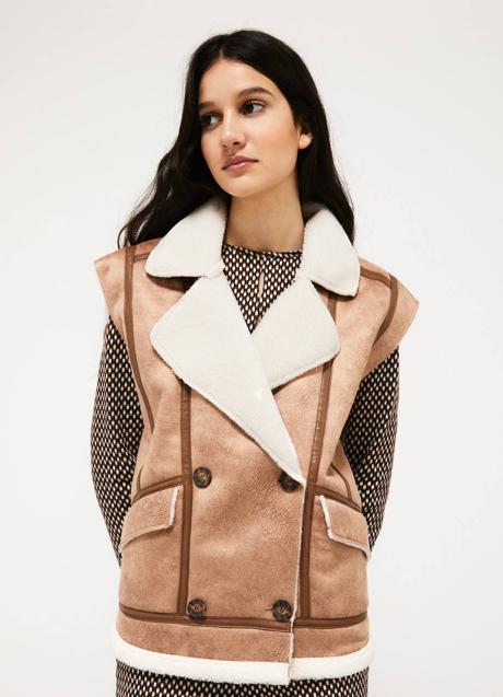 Imagen - Chaleco doble faz cruzado en tejido efecto ante