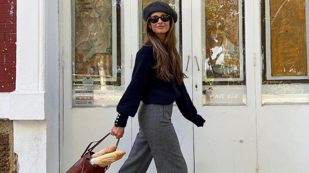 Pantalones de punto acampanados para ir a la oficina cómoda y chic