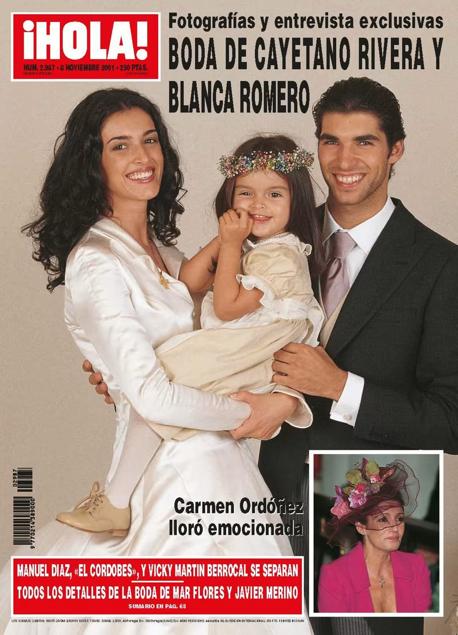 Imagen - Portada del ¡Hola! con la boda de Blanca Romero y Cayetano Rivera. En brazos, Lucía Rivera.