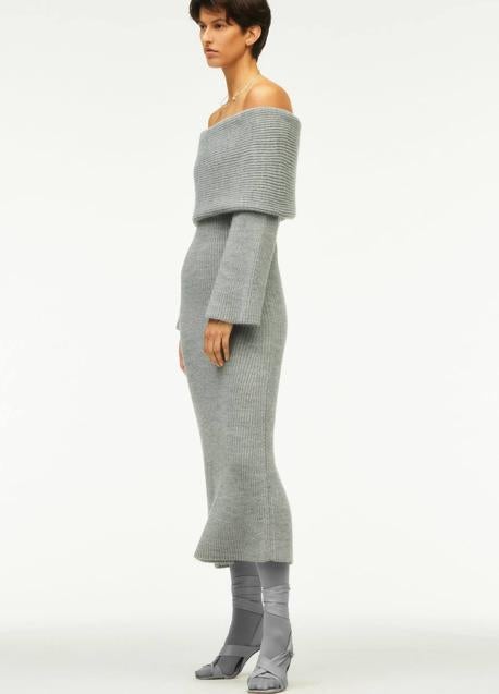 Imagen - Vestido midi de punto con cuelllo envolvente