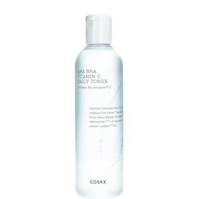 Refresh AHA BHA Vitamin C Daily Toner de COSRX despierta y hace resplandecer la piel apagada y envejecida. Es un tónico de doble acción iluminadora y exfoliante que refina la textura, arrugas y poros, al tiempo que minimiza manchas e iguala el tono. Para ello, emplea vitamina C, alfa y beta hidroxiácidos, niacinamida y extractos de plantas curativas y antioxidantes. Cómpralo aquí