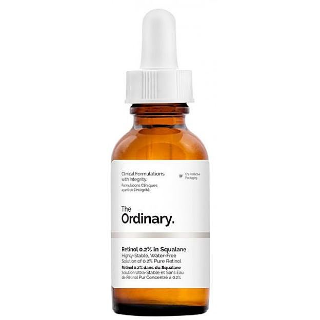 Retinol 0.2% en Escualeno Sérum Facial Antiedad de The Ordinary.