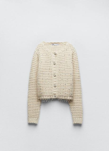 Imagen - Chaqueta de punto decorada con flecos de pedrería