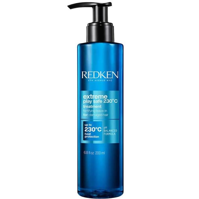 Extreme Play Safe Treatment de Redken evita el daño por el calor hasta 230ºC y minimiza la rotura, mientras repara puntas y reconstruye la fibra capilar, con su mezcla de proteínas vegetales y turmalina, también antiencrespamiento y alisadora. Cómpralo aquí