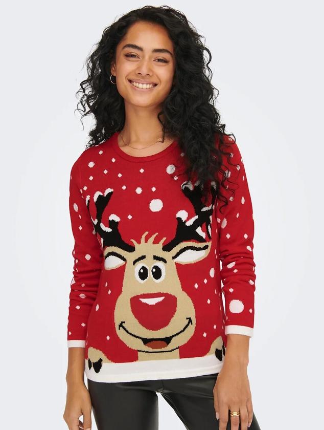 Jersey con estampado navideño con manga larga y cuello redondo de JDY disponible en La Redoute. Tiene un precio de 29,99 euros. Cómpralo aquí