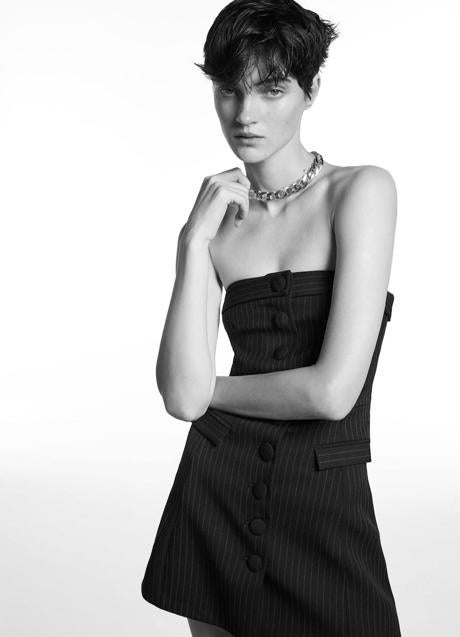 Imagen - Vestido corto tipo bustier con raya diplomática