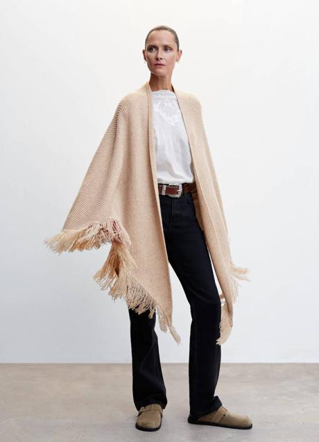 Imagen - Chaqueta de punto tipo capa con adorno de flecos