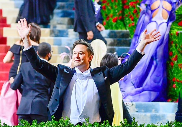 NEW YORK, NY - MAY 02:  Elon Musk attends the 2022 Met Gala celebrating "In America: An Anthology of Fashion" at The Metropolitan Museum of Art  on May 2, 2022 in New York City.  (Photo by Raymond Hall/GC Images)