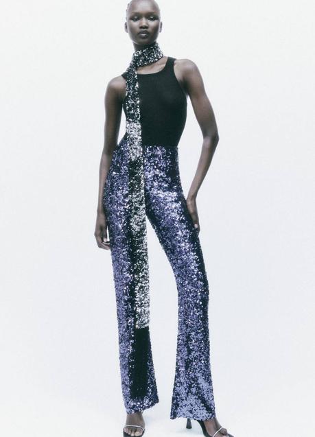 Imagen - Pantalón elástico de lentejuelas moradas