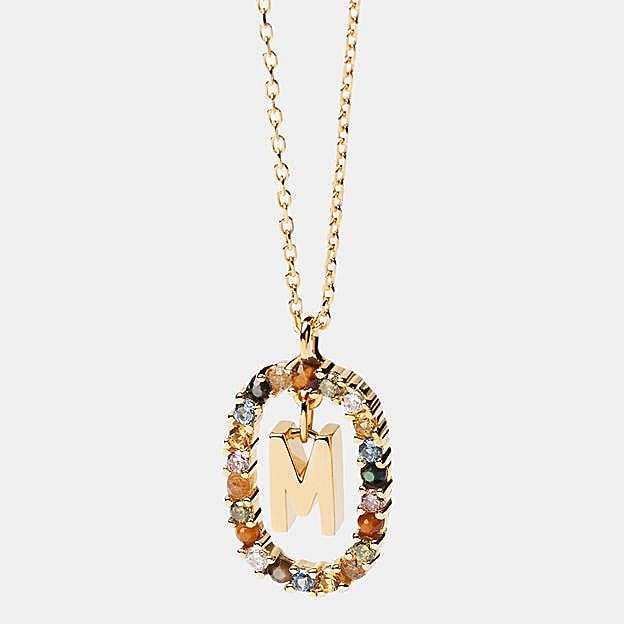 Colgante New Letters M de plata con pedrería de P de Paola.
