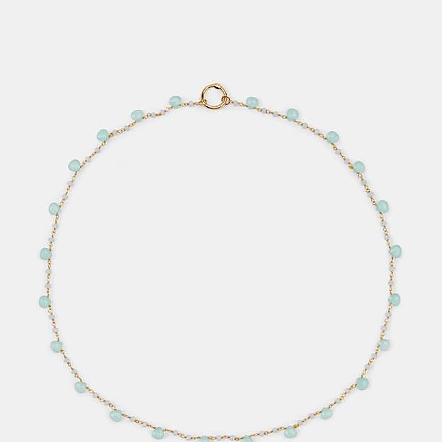 Cadena y anilla link mosquetón de plata con calcedonia de Agatha Paris.