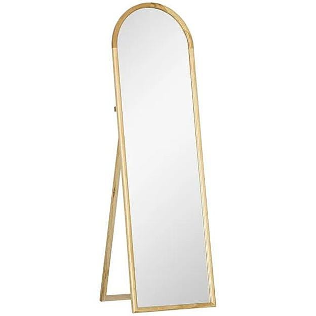 Espejo de pie de madera para salón entrada HOMCOM 46x43x150 cm natural.