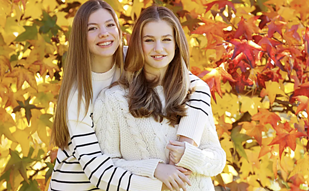 La princesa Leonor y la infanta Sofía optaron por sendos jerséis clásicos para la foto de felicitación de Navidad de la Casa Real. 