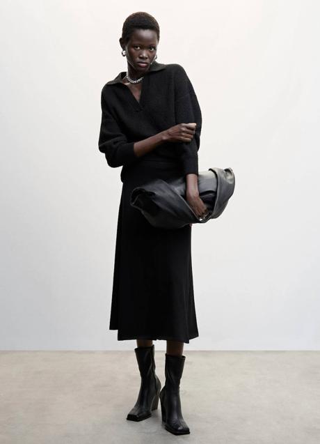 Imagen - Falda midi de punto negro