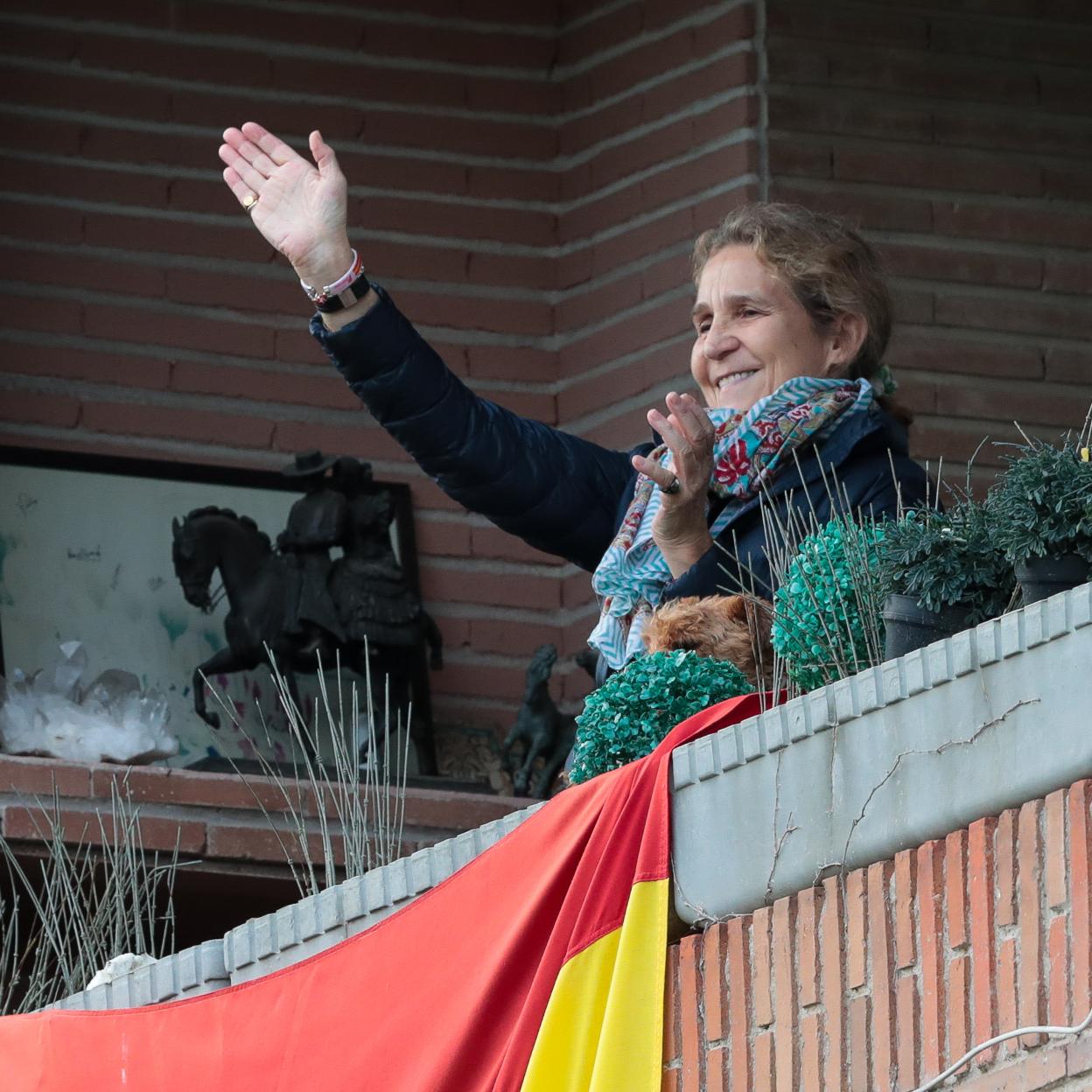 La infanta Elena en su piso cerca del Retiro, en Madrid. 