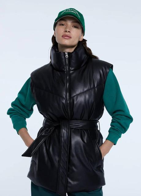 Imagen - Chaleco acolchado efecto piel con cinturón