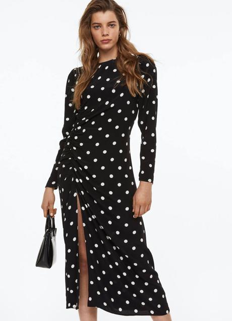 Imagen - Vestido midi de lunares con abertura